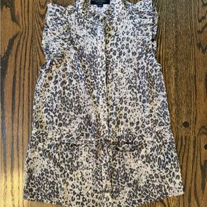 All Saints Animal Print Ruffle Blouse